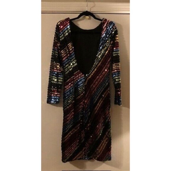 PREOWNED $425 ALCOOLIQUE RAINBOW SEQUIN PAYTON DRESS US SIZE 8 IT SIZE 44 - Picture 6 of 8
